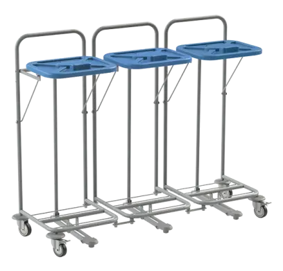 VK 80 - 3N vozík na třídění odpadu a prádla, nožní otevírání plast - VK - modrý